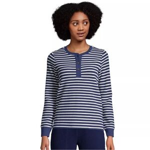 Land's End Waffle Knit Long Sleeve Henley Pajama Top New Sealed